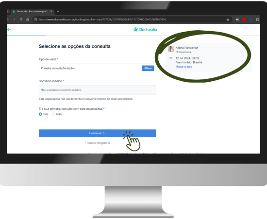 4 - Verifique as informações do seu agendamento e clique em continuar