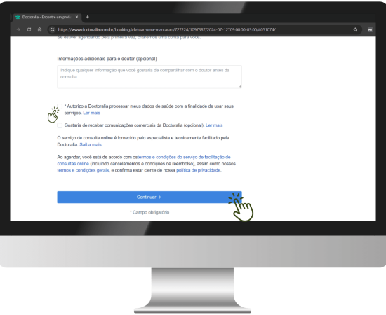 6 - Finalize o preenchimento e clique em continuar