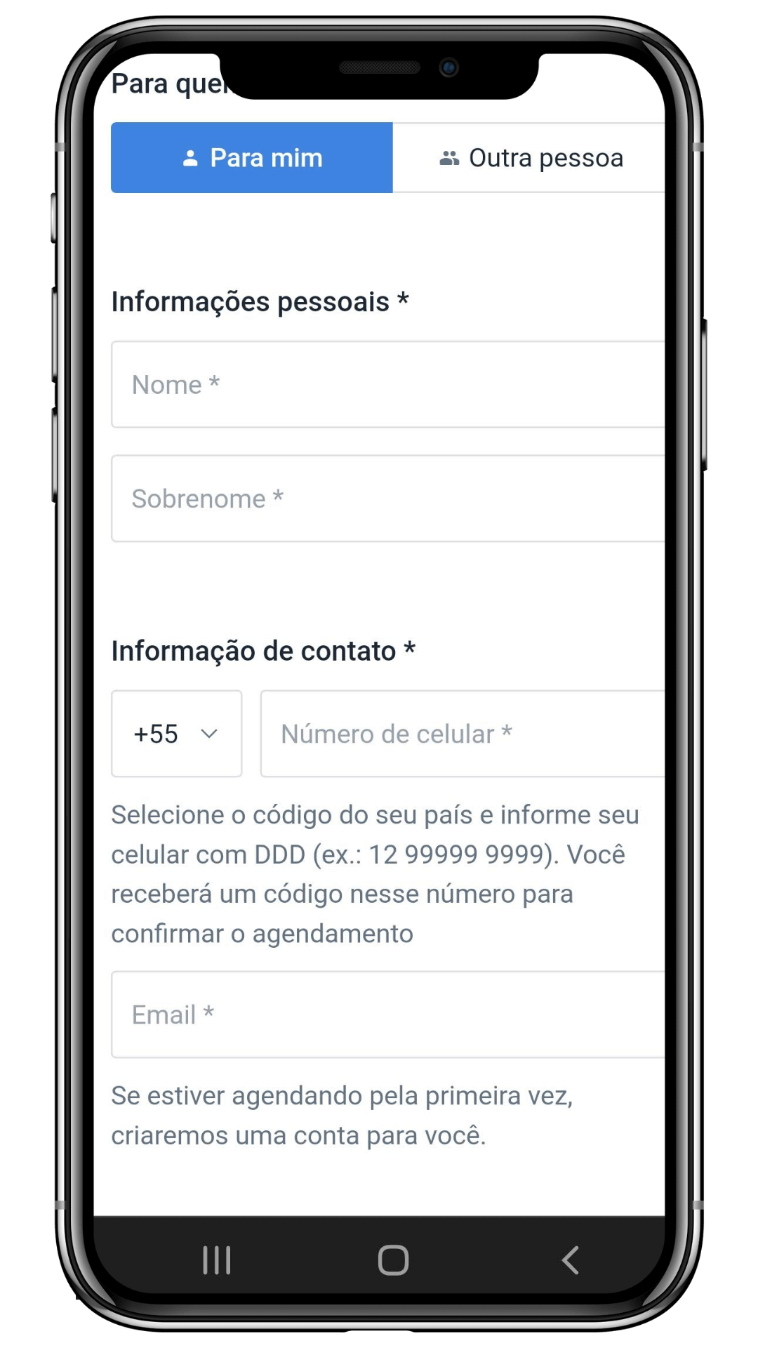 5 - Preencha os campos indicados com os seus dados pessoais